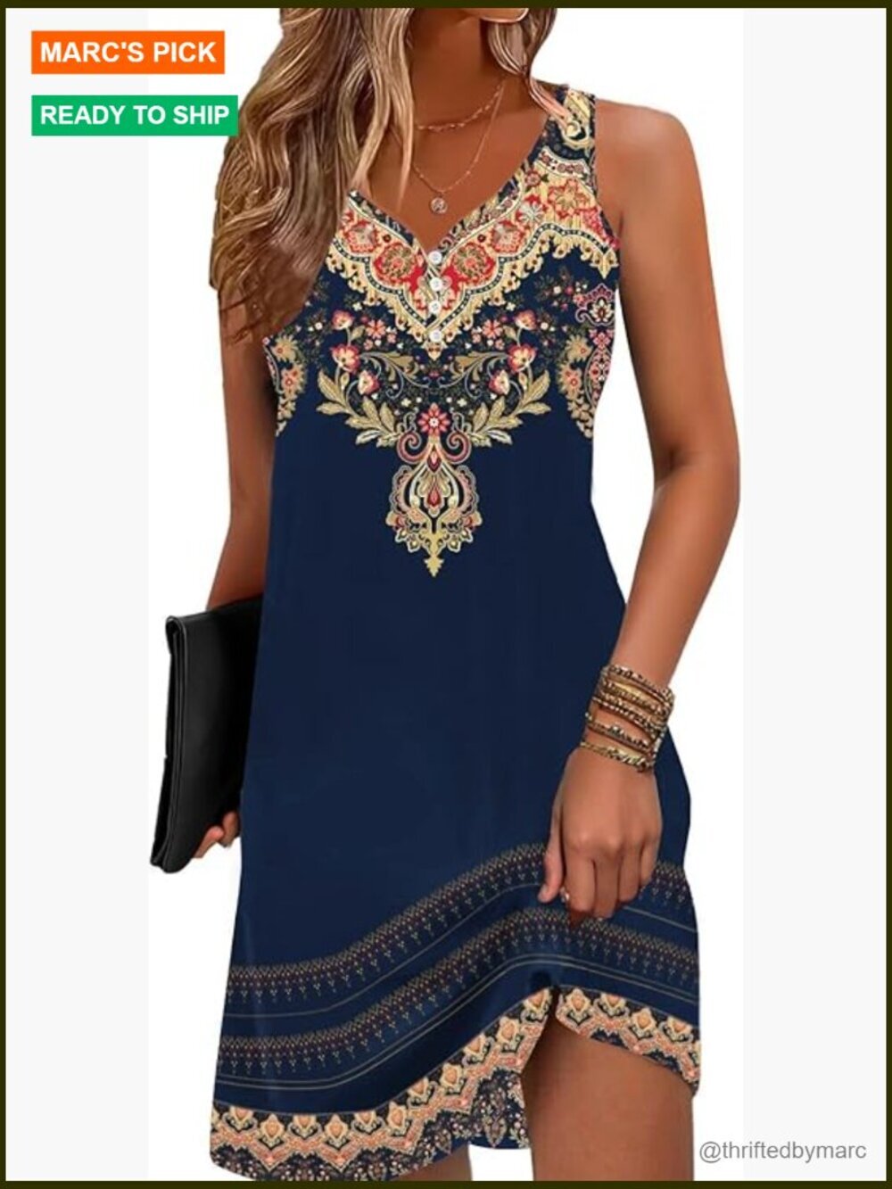 Floral Sleeveless A-Line Sundress with V-Neckline